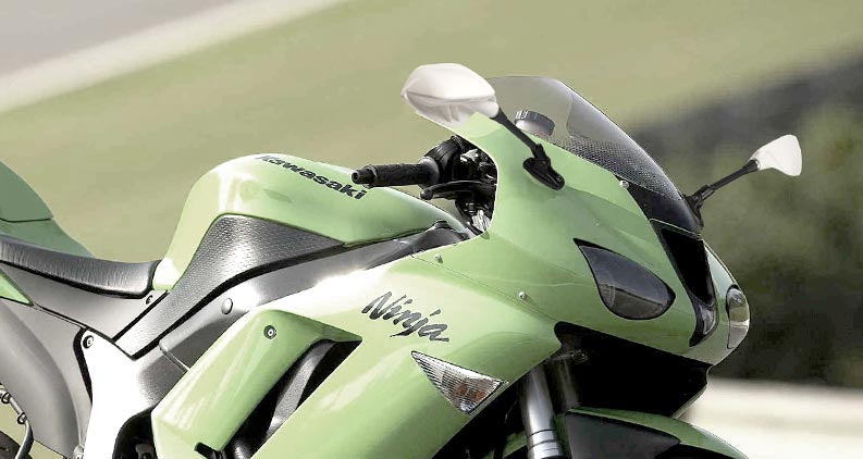 Fin mirrors on Kawasaki Ninja ZX-6R
