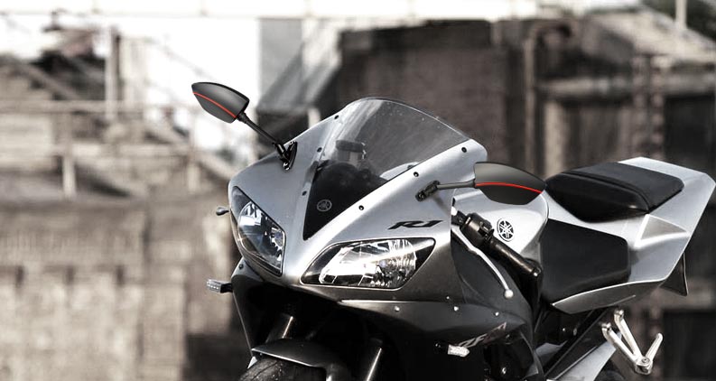 Redline mirrors on Yamaha YZF R1