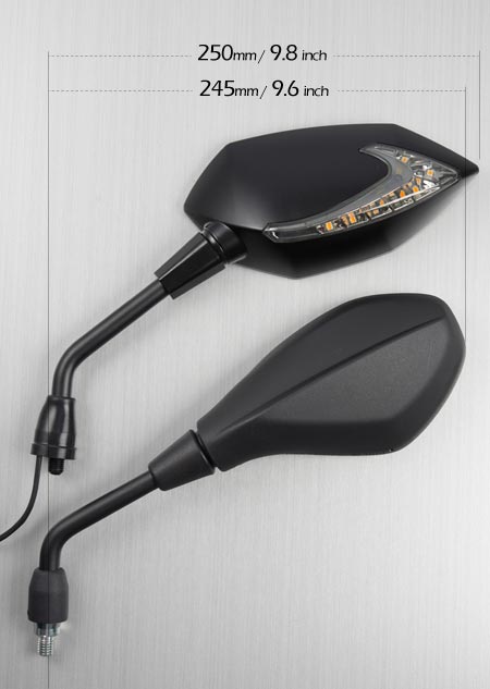 BMW stock mirrors & KiWAV Lucifer mirrors compare width