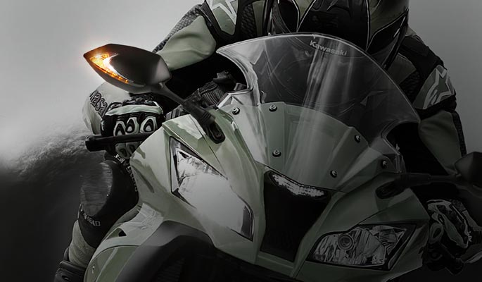 KiWAV Lucifer dual LED two tone sportsbike motorcycle mirrors