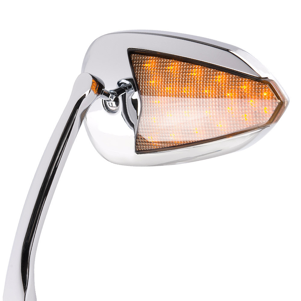 KiWAV FLASH chrome LED turn-signal mirror for Harley-Davidson