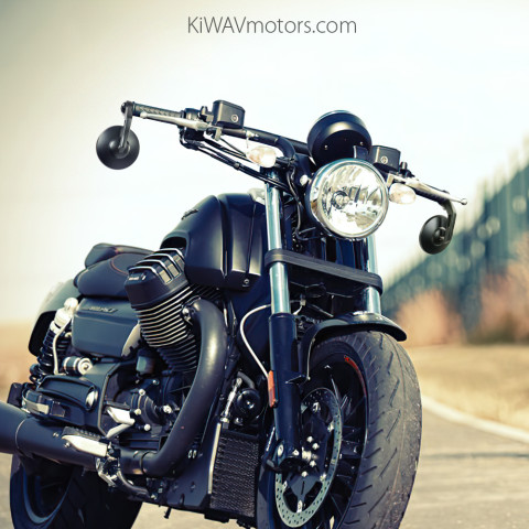 Bob bar end mirrors on a Moto Guzzi Audace motorcycle.