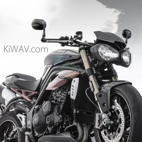 Stark bar end mirrors on a Triumph Speed Triple motorcycle.