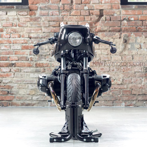 Ojo bar end mirrors on a custom motorcycle.