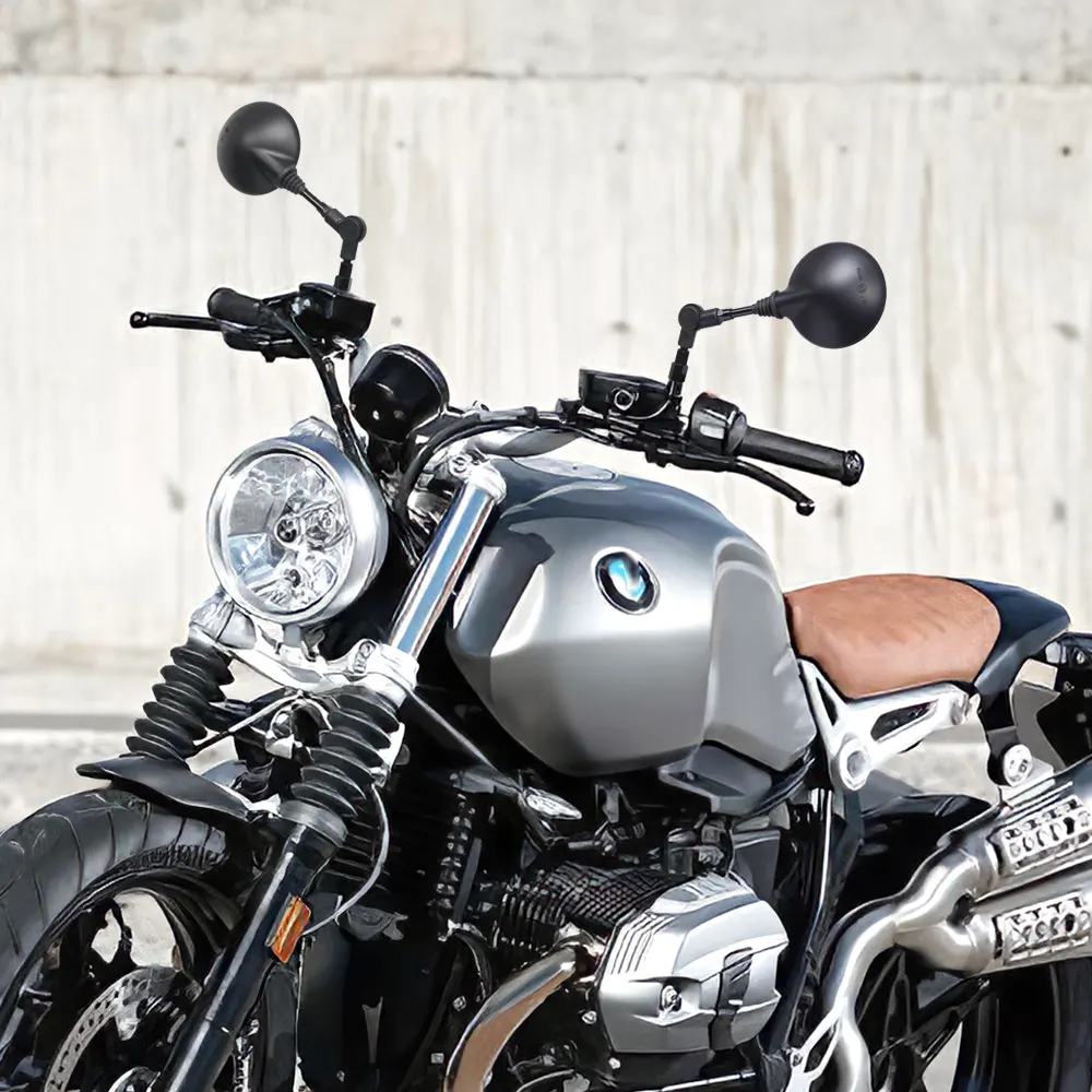 Leap motorcycle mirrors on a BMW R nine T scrambler