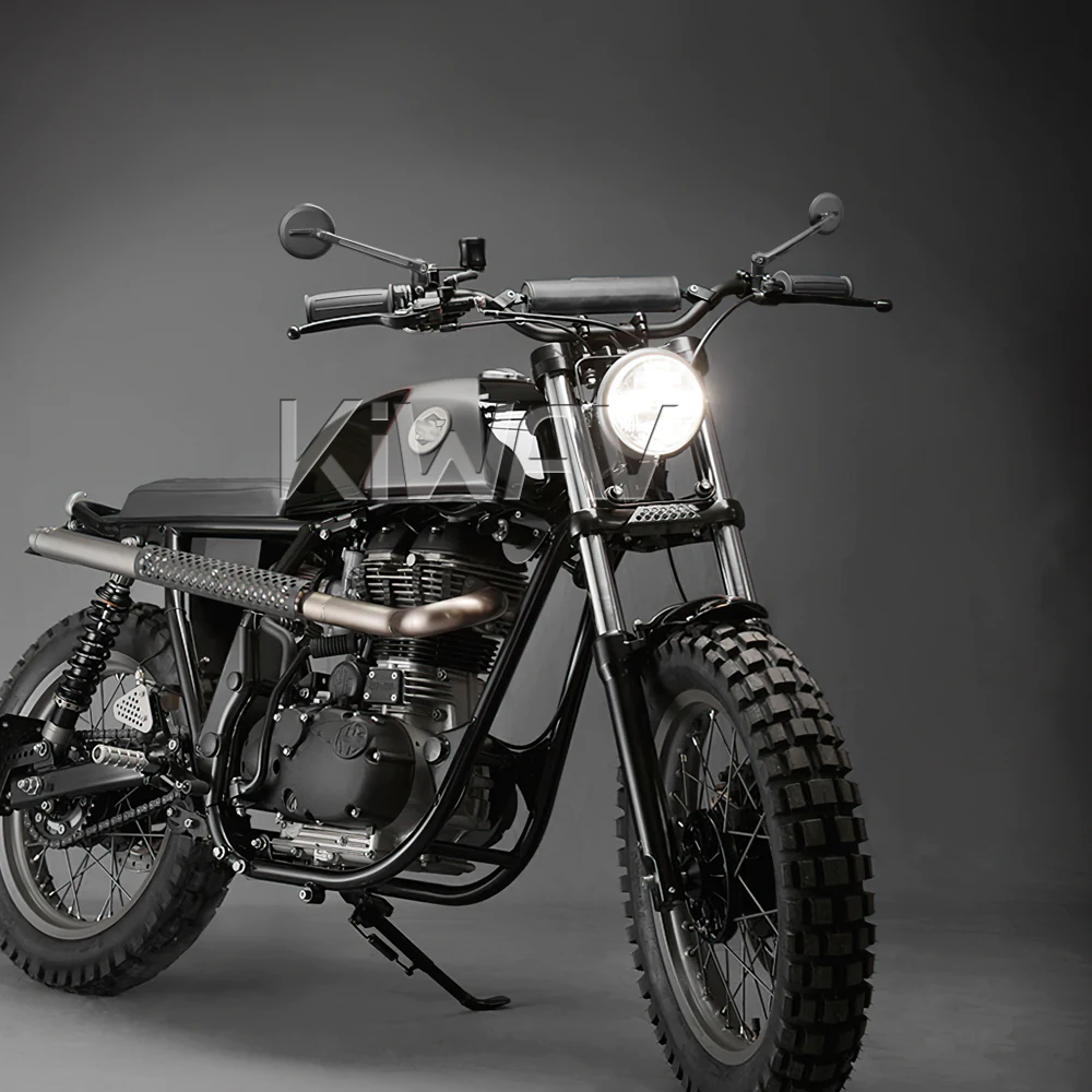 Ojo motorcycle mirrors on a Royal Enfield custom bike