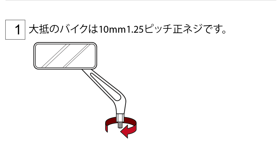 大抵のバイクは10mm1.25ピッチ正ネジです。