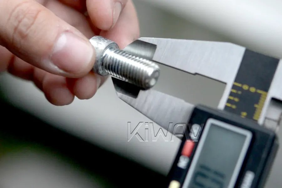 Measure bolt size by a caliper