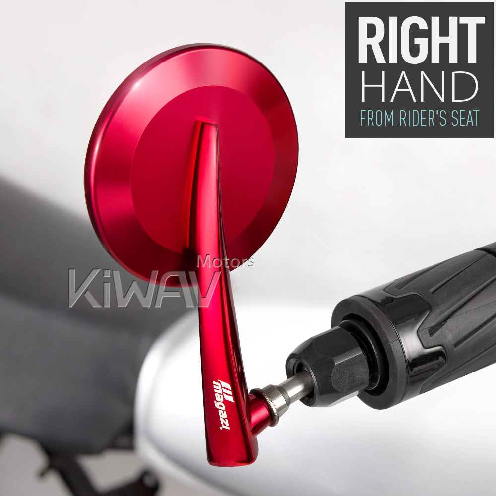 1 Pair 7/8 Motorcycle Rearview Mirrors Side Hand Bar End Mirrors Round Color : Red 