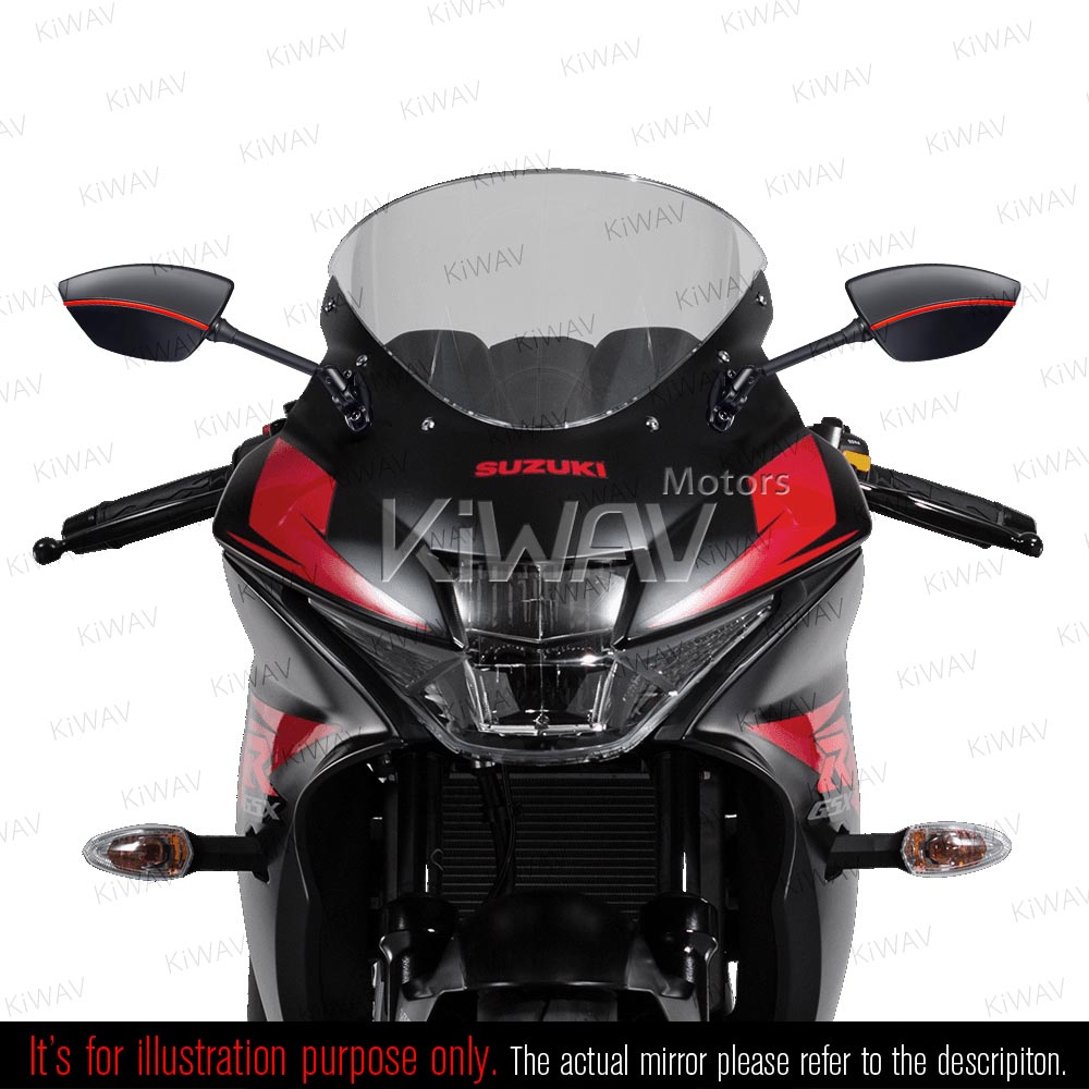 Black Mirrors with Built-In Covex Wide Angle Lens for Harley Touring Fairing 