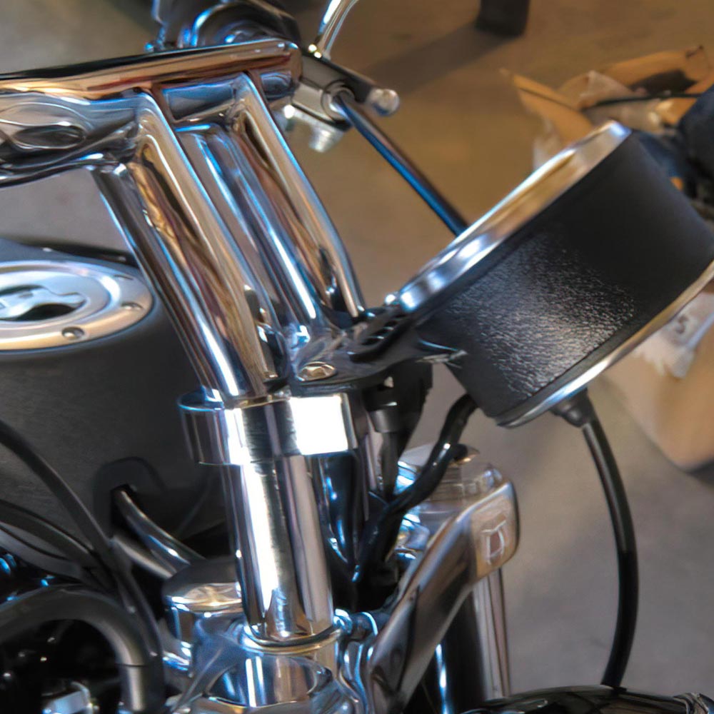 aluminum chrome gauge mount adaptor fits Harley 1 1/4" t-bar style bar 