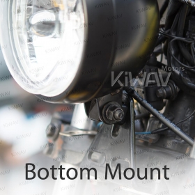 bates style, vintage sstyle, old school, early model, retro, 5-3/4 inch SAE motorcycle headlight black bottom mount